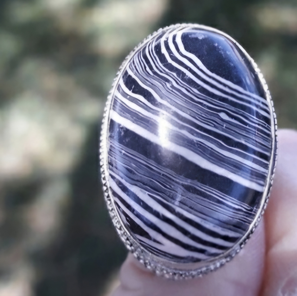 New Zebra Jasper 925 Silver Ring.